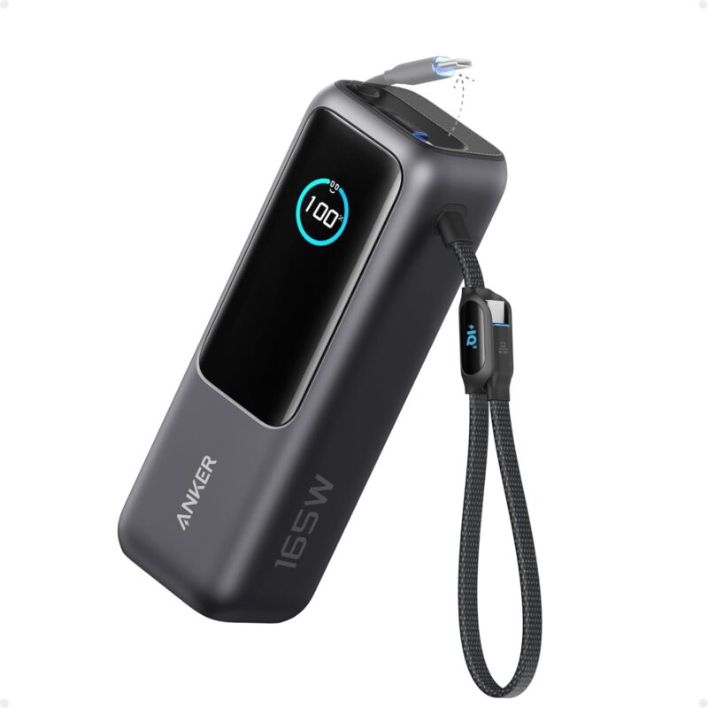 61Kin0Hx98L._AC_SL1500_.jpg Anker Laptop Power Bank. 25.000mAh Portable Charger with Triple 100W USB-C Ports. Built-in Retractable Cables. Flight-Approved for Travel. iPhone 17/16 Series. MacBook. Samsung. and More