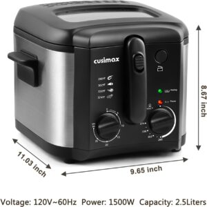 CUSIMAX 2.5L Deep Fryer - 1500W with Odor Free Filter