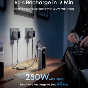 Anker Prime Power Bank. 26.250mAh 3-Port Portable Charger with 300W Max Output. Two-Way Charging. TSA-Approved. App Control. for MacBook. iPhone 17/16 Series. and More (Base Not Included)