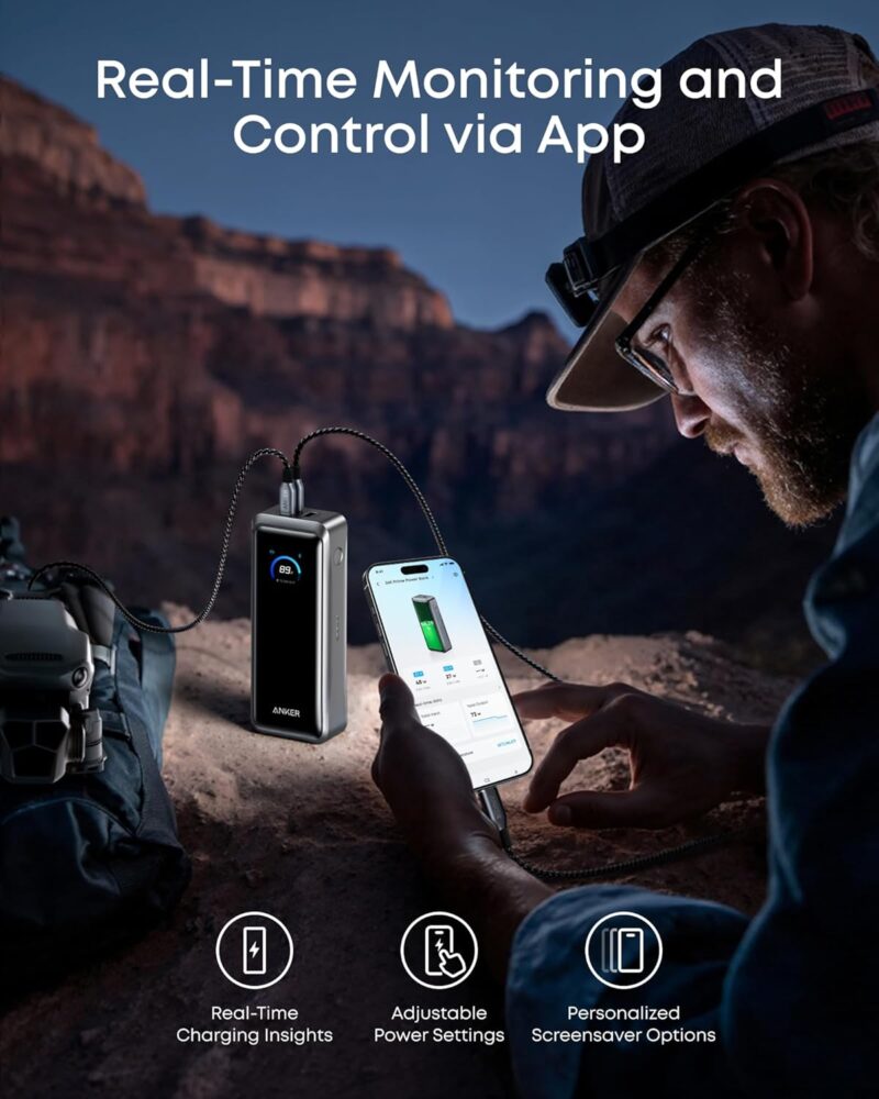 Anker Prime Power Bank. 26.250mAh 3-Port Portable Charger with 300W Max Output. Two-Way Charging. TSA-Approved. App Control. for MacBook. iPhone 17/16 Series. and More (Base Not Included)