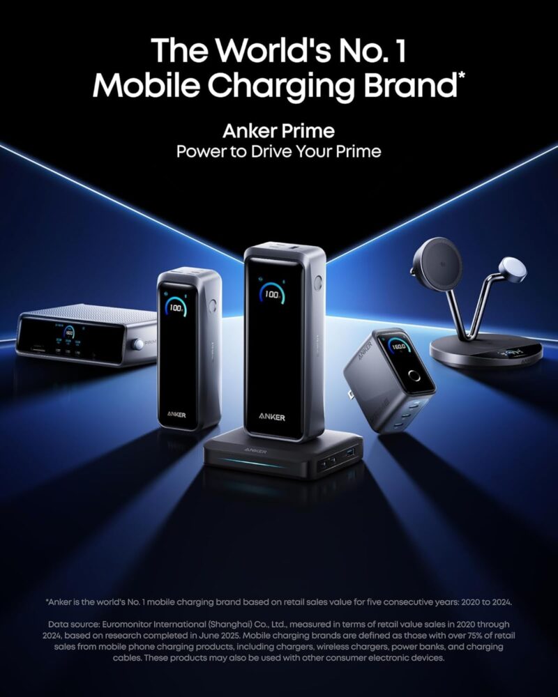 Anker Prime Power Bank. 26.250mAh 3-Port Portable Charger with 300W Max Output. Two-Way Charging. TSA-Approved. App Control. for MacBook. iPhone 17/16 Series. and More (Base Not Included)