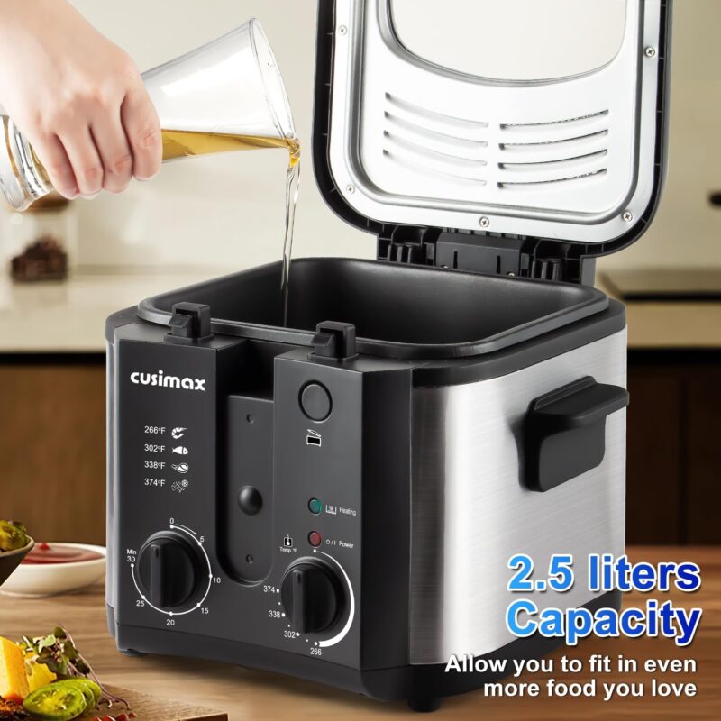 CUSIMAX 2.5L Deep Fryer - 1500W with Odor Free Filter