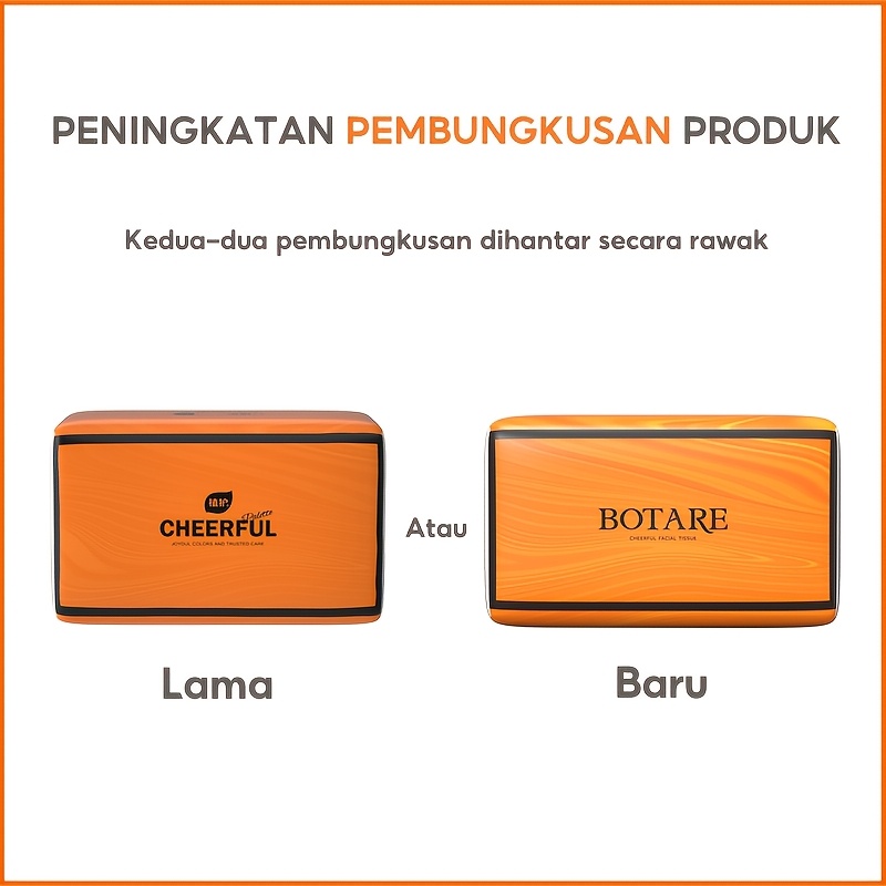 Botare 40-pack Joyful Orange Facial Tissues (14, 400 Sheets), Toilet Paper, 4-ply Tissues Made From Virgin Wood Pulp. Suitable for Hands, Face, And General Use In The Home, Kitchen, Car, Bathroom, Tissue Boxes, And Napkins. Free Delivery Included