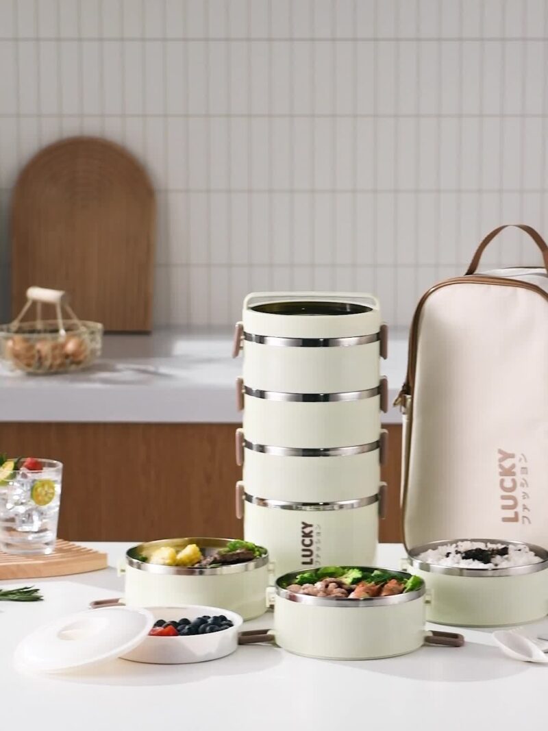 2-Tier Lunch Box Set u002F 3-Tier Lunch Box Set u002F 4-Tier Lunch Box Set - Large Capacity Stainless Steel Lunch Box with Insulated Lunch Bag, Suitable for School, Camping, Workplace - Ideal for Students and Office Workers - A Must-Have for Students