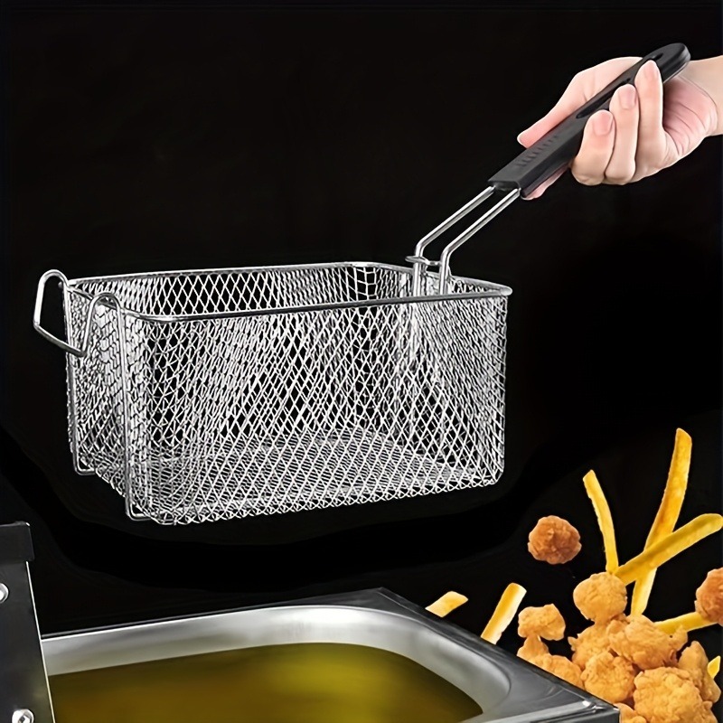 Foldable Stainless Steel Fry Basket: Multi-Use Heat-Resistant Strainer & Chef Tool