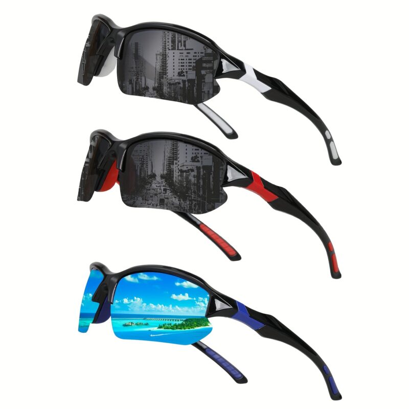 3pcs COMAXSUN Polarized Fashion Glasses for Men & Women - Lightweight PC Frame & TAC Glasses Suitable for,,,,, Driving, Suitable for Gifts with Cleaning Cloth, Non-Prescription Eyewear