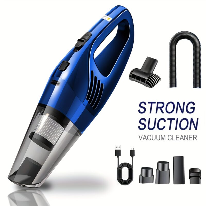 Car Vacuum Cleaner, Handheld Vacuum Cleaner with 6000PA Super Strong Suction, 1800mAh Large Capacity, Low Noise, with Five Matching Accessories for Car Interior Care, Home And Pet Cleaning, Car Accessories for Women Color Girly Car Stuff Gift