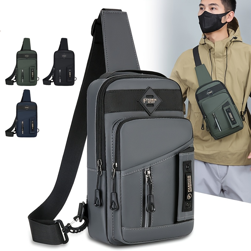 ShiLan Men's Outdoor Chest Bag - Stylish Nylon Crossbody, Casual Multi-Functional Sports Sling with Adjustable Strap (100-1.0cm), Zip Closure, and Multiple Compartments for Daily Commute & Adventures, Crossbody Bag