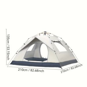 Outdoor 4 Person Family Camping Tent - Automatic Pop Up Camping Tent, Durable Oxford Fabric with Ventilation Mesh, Portable for Beach, Fishing And Hiking, Suitable for Camping, Hiking Gear, Use in Natural Environment, Sturdy Pole Support