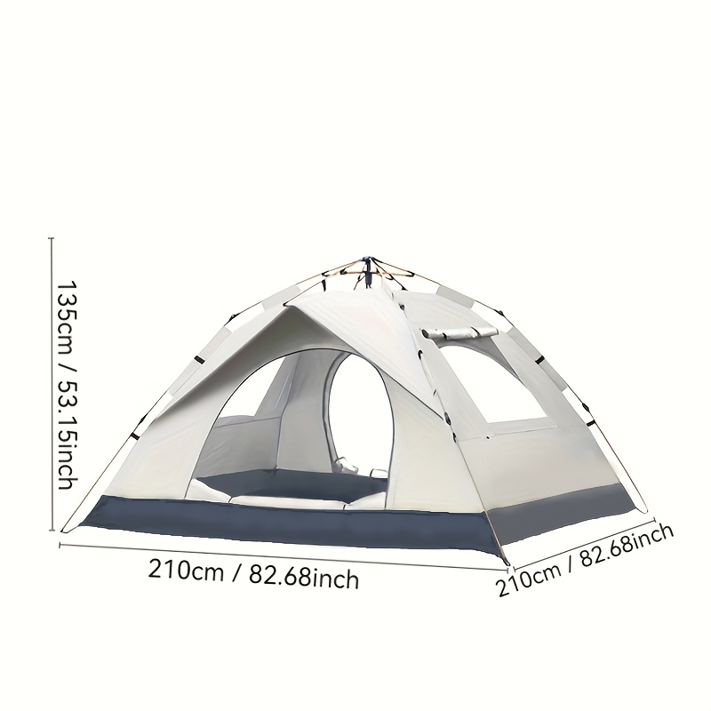 Outdoor 4 Person Family Camping Tent - Automatic Pop Up Camping Tent, Durable Oxford Fabric with Ventilation Mesh, Portable for Beach, Fishing And Hiking, Suitable for Camping, Hiking Gear, Use in Natural Environment, Sturdy Pole Support