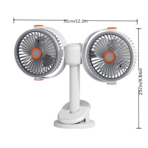 2026 Multifunctional 3-in-1 Clipu002FWall-Mountedu002FStand Circulating Fan, New Desktop Double-Headed Fan, Car Fan, USB Rechargeable Personal Fan with 5 Strong Wind, Quiet Cooling Fan for Home, Office, Bedroom, Camping, Hiking, Car