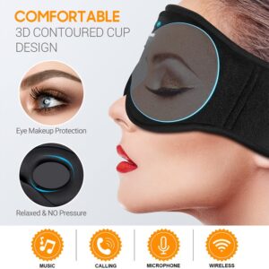 3D Wireless Sleep Mask: Bluetooth 5.2 Ultra-Thin Headphones & 100% Blackout for Deep Sleep