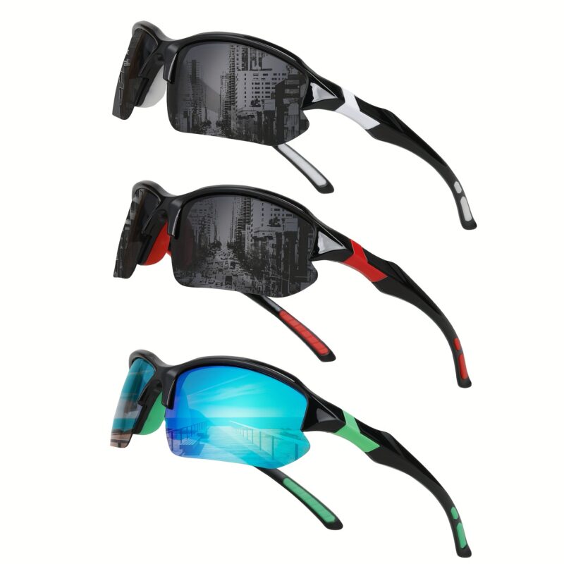 3pcs COMAXSUN Polarized Fashion Glasses for Men & Women - Lightweight PC Frame & TAC Glasses Suitable for,,,,, Driving, Suitable for Gifts with Cleaning Cloth, Non-Prescription Eyewear