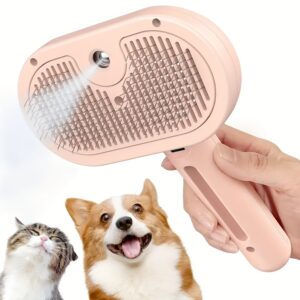 3-in-1 Steamy Pet Brush: Electric Spray Grooming & One-Click Hair Removal for Cats & Dogs