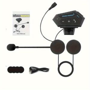 Wireless 12, Wireless Motorcycle Helmet Earphone Headset for Hands-Free Calls And Stereo Music Playback