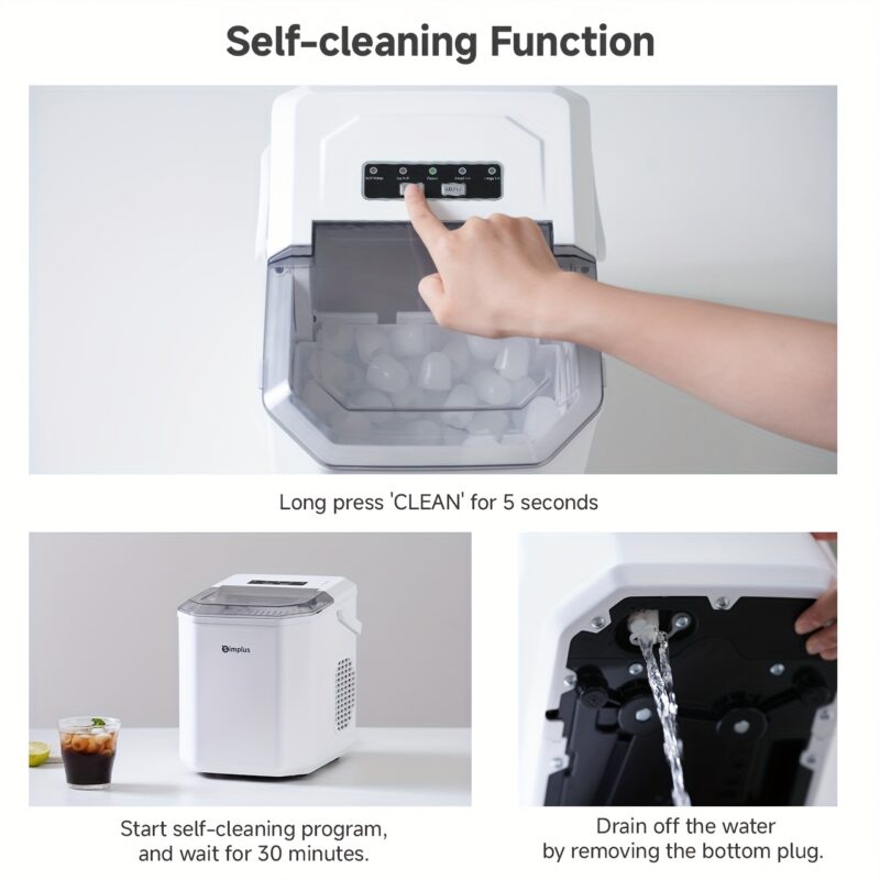 Simplus Ice Maker Household 1.3L Water Tank Compact Design Low Power Automatic Ice Production Self-cleaning Function for Convenience Rapid Ice Production In 7-8 Minutes Compact Size, Multiple Usage Scenarios, Kitchen, Dormitory, Office