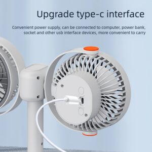 2026 Multifunctional 3-in-1 Clipu002FWall-Mountedu002FStand Circulating Fan, New Desktop Double-Headed Fan, Car Fan, USB Rechargeable Personal Fan with 5 Strong Wind, Quiet Cooling Fan for Home, Office, Bedroom, Camping, Hiking, Car