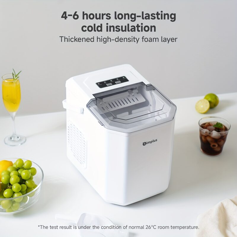 Simplus Ice Maker Household 1.3L Water Tank Compact Design Low Power Automatic Ice Production Self-cleaning Function for Convenience Rapid Ice Production In 7-8 Minutes Compact Size, Multiple Usage Scenarios, Kitchen, Dormitory, Office
