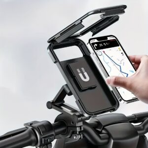 Holder for Cell Phones on Motorcycles, Made of ABS, Featuring a Magnetic Design, Retractable, And for Bicycle And Electric Vehicle Navigation