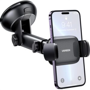 61w647p-UZL._AC_SL1500_.jpg UGREEN Car Phone Holder Mount. Dashboard Windshield Smartphone Cradle. Strong Suction. Compatible with iPhone 16 Pro Max. Galaxy S24 Ultra