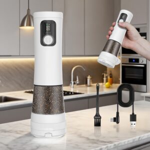 1pcu002F2pcs Automatic Electric Pepper & Salt Grinder - LED Display Stainless Steel Mill, External Coarseness Adjustment, Rechargeable Electric Pepper Mill, Upgraded Larger Capacity, One-Hand Operation, Perfect Gift for Home & Kitchen, Durable Kitchen Tool, Kitchen Grinder, Sleek Design, Highquality Build, Cooking Enthusiasts, Modern Kitchenware, Sturdy Construction, Cooking Hobbyists, Salt And Pepper Setu002Fmill, Kitchen Accessory