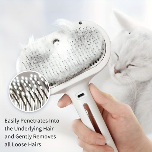 3-in-1 Steamy Pet Brush: Electric Spray Grooming & One-Click Hair Removal for Cats & Dogs
