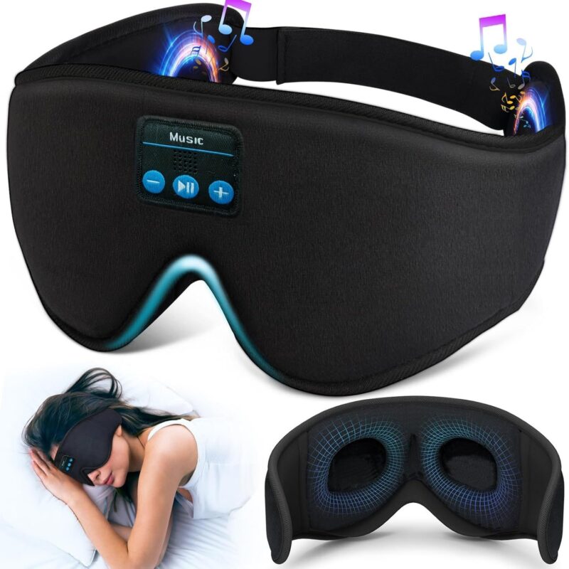 3D Wireless Sleep Mask: Bluetooth 5.2 Ultra-Thin Headphones & 100% Blackout for Deep Sleep