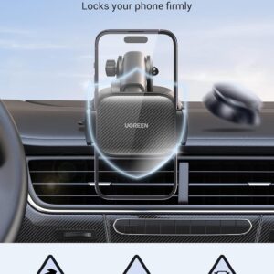 71yzKjiO2qL._AC_SL1500_.jpg UGREEN Car Phone Holder Mount. Dashboard Windshield Smartphone Cradle. Strong Suction. Compatible with iPhone 16 Pro Max. Galaxy S24 Ultra