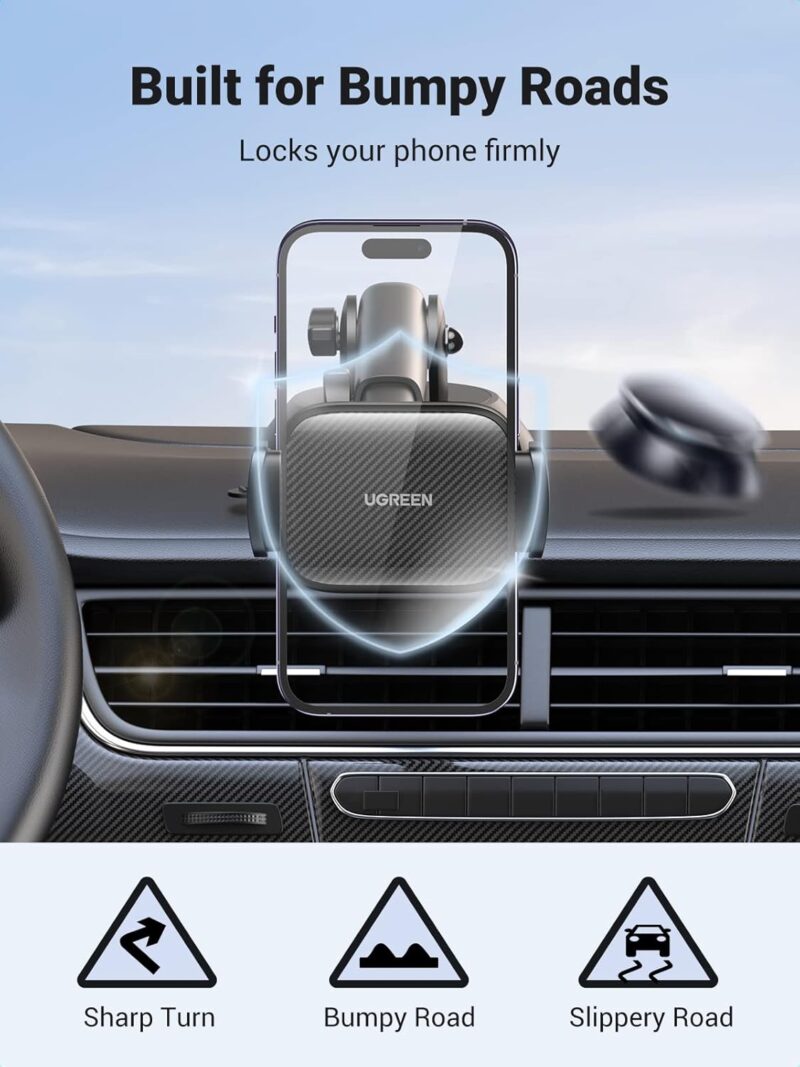 71yzKjiO2qL._AC_SL1500_.jpg UGREEN Car Phone Holder Mount. Dashboard Windshield Smartphone Cradle. Strong Suction. Compatible with iPhone 16 Pro Max. Galaxy S24 Ultra