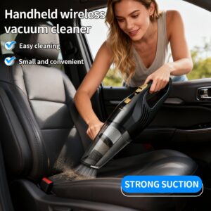 Car Vacuum Cleaner, Handheld Vacuum Cleaner with 6000PA Super Strong Suction, 1800mAh Large Capacity, Low Noise, with Five Matching Accessories for Car Interior Care, Home And Pet Cleaning, Car Accessories for Women Color Girly Car Stuff Gift