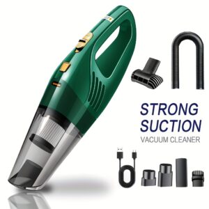 Car Vacuum Cleaner, Handheld Vacuum Cleaner with 6000PA Super Strong Suction, 1800mAh Large Capacity, Low Noise, with Five Matching Accessories for Car Interior Care, Home And Pet Cleaning, Car Accessories for Women Color Girly Car Stuff Gift