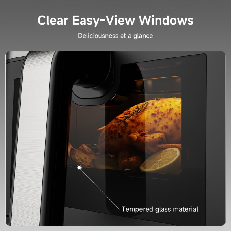 Simplus 10L Dual-Basket Air Fryer: Transparent Window + Clear LCD Display, 11 Predefined Settings, Perfect for Family Events