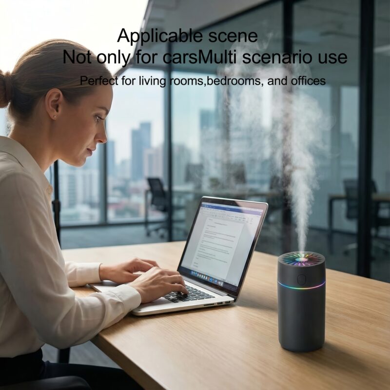 2-in-1 Car Aroma Diffuser & Humidifier: 7-Color LED Sonic Mist for Car, Office & Home