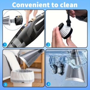 Car Vacuum Cleaner, Handheld Vacuum Cleaner with 6000PA Super Strong Suction, 1800mAh Large Capacity, Low Noise, with Five Matching Accessories for Car Interior Care, Home And Pet Cleaning, Car Accessories for Women Color Girly Car Stuff Gift