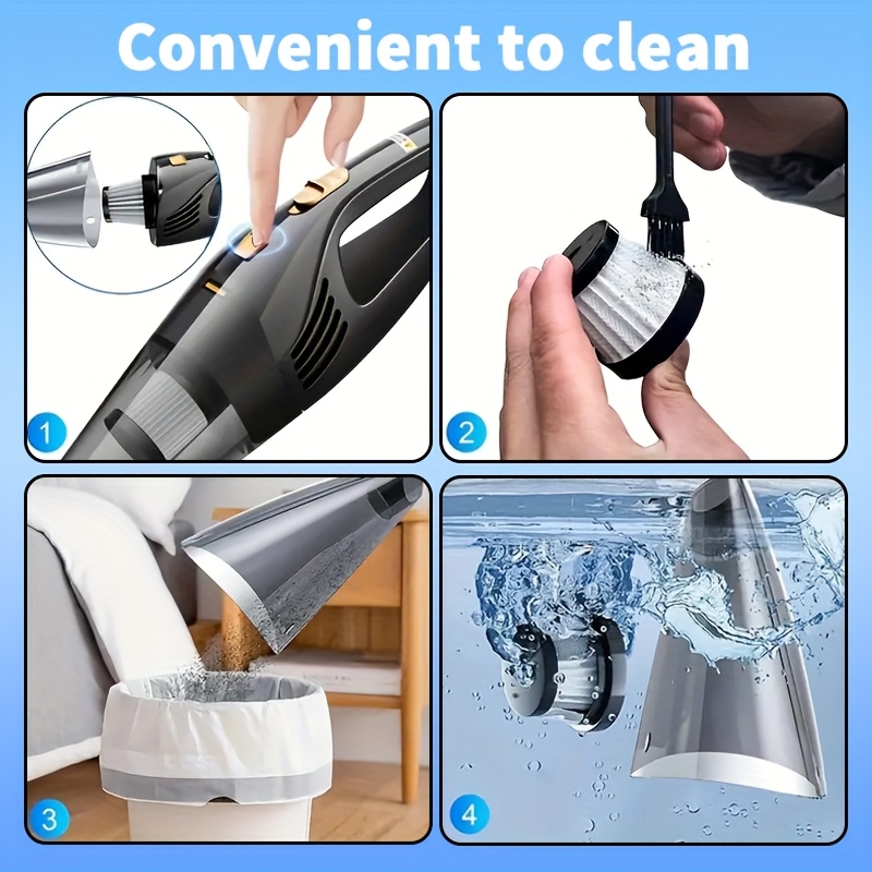 Car Vacuum Cleaner, Handheld Vacuum Cleaner with 6000PA Super Strong Suction, 1800mAh Large Capacity, Low Noise, with Five Matching Accessories for Car Interior Care, Home And Pet Cleaning, Car Accessories for Women Color Girly Car Stuff Gift