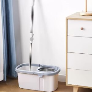 High-Quality Quick Spin Mop Set Including a Bucket And Two Mop Pads, Featuring a Microfiber 360-Degree Rotating Design for Effortless Cleaning. This Hands-Free Spinner Is Ideal for All Types of Flooring And Comes with a Bucket Equipped with Four Whe