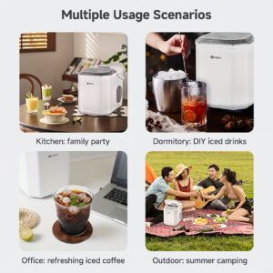 Simplus Ice Maker Household 1.3L Water Tank Compact Design Low Power Automatic Ice Production Self-cleaning Function for Convenience Rapid Ice Production In 7-8 Minutes Compact Size, Multiple Usage Scenarios, Kitchen, Dormitory, Office