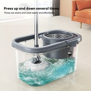 High-Quality Quick Spin Mop Set Including a Bucket And Two Mop Pads, Featuring a Microfiber 360-Degree Rotating Design for Effortless Cleaning. This Hands-Free Spinner Is Ideal for All Types of Flooring And Comes with a Bucket Equipped with Four Whe