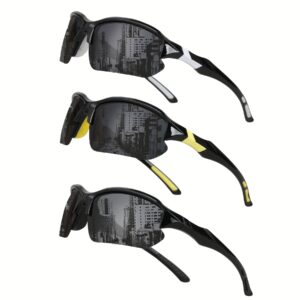 3pcs COMAXSUN Polarized Fashion Glasses for Men & Women - Lightweight PC Frame & TAC Glasses Suitable for,,,,, Driving, Suitable for Gifts with Cleaning Cloth, Non-Prescription Eyewear