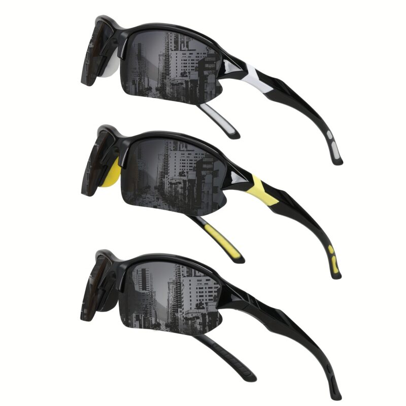 3pcs COMAXSUN Polarized Fashion Glasses for Men & Women - Lightweight PC Frame & TAC Glasses Suitable for,,,,, Driving, Suitable for Gifts with Cleaning Cloth, Non-Prescription Eyewear