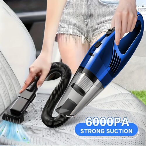 Car Vacuum Cleaner, Handheld Vacuum Cleaner with 6000PA Super Strong Suction, 1800mAh Large Capacity, Low Noise, with Five Matching Accessories for Car Interior Care, Home And Pet Cleaning, Car Accessories for Women Color Girly Car Stuff Gift