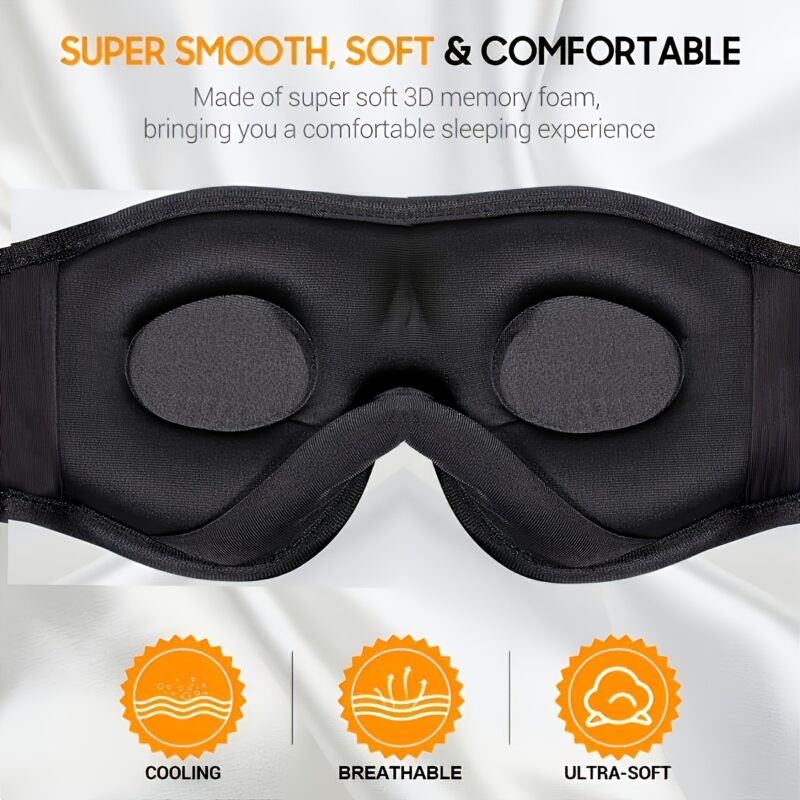 3D Wireless Sleep Mask: Bluetooth 5.2 Ultra-Thin Headphones & 100% Blackout for Deep Sleep
