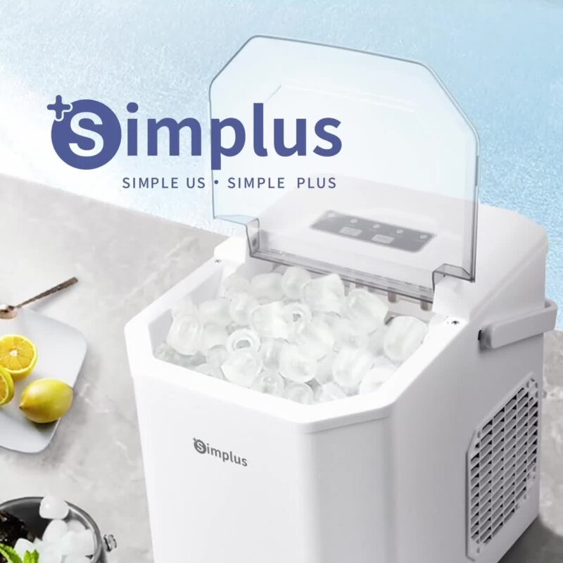 Simplus Ice Maker Household 1.3L Water Tank Compact Design Low Power Automatic Ice Production Self-cleaning Function for Convenience Rapid Ice Production In 7-8 Minutes Compact Size, Multiple Usage Scenarios, Kitchen, Dormitory, Office