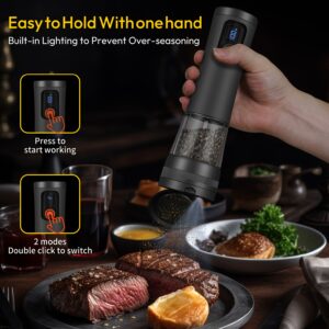 1pcu002F2pcs Automatic Electric Pepper & Salt Grinder - LED Display Stainless Steel Mill, External Coarseness Adjustment, Rechargeable Electric Pepper Mill, Upgraded Larger Capacity, One-Hand Operation, Perfect Gift for Home & Kitchen, Durable Kitchen Tool, Kitchen Grinder, Sleek Design, Highquality Build, Cooking Enthusiasts, Modern Kitchenware, Sturdy Construction, Cooking Hobbyists, Salt And Pepper Setu002Fmill, Kitchen Accessory