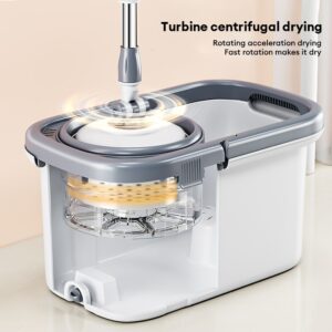 High-Quality Quick Spin Mop Set Including a Bucket And Two Mop Pads, Featuring a Microfiber 360-Degree Rotating Design for Effortless Cleaning. This Hands-Free Spinner Is Ideal for All Types of Flooring And Comes with a Bucket Equipped with Four Whe