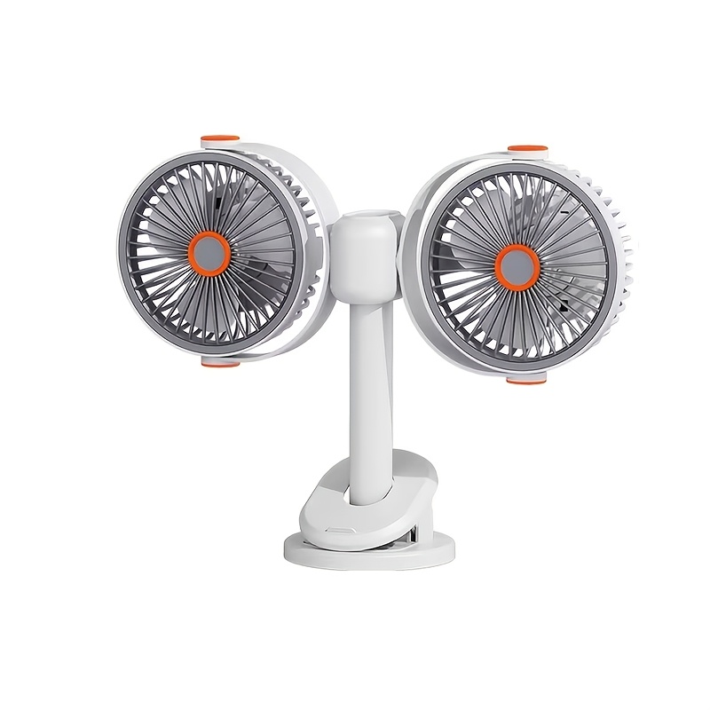 2026 Multifunctional 3-in-1 Clipu002FWall-Mountedu002FStand Circulating Fan, New Desktop Double-Headed Fan, Car Fan, USB Rechargeable Personal Fan with 5 Strong Wind, Quiet Cooling Fan for Home, Office, Bedroom, Camping, Hiking, Car