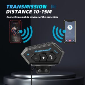 Wireless 12, Wireless Motorcycle Helmet Earphone Headset for Hands-Free Calls And Stereo Music Playback