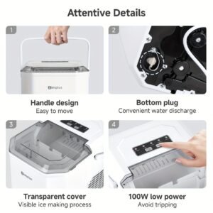 Simplus Ice Maker Household 1.3L Water Tank Compact Design Low Power Automatic Ice Production Self-cleaning Function for Convenience Rapid Ice Production In 7-8 Minutes Compact Size, Multiple Usage Scenarios, Kitchen, Dormitory, Office