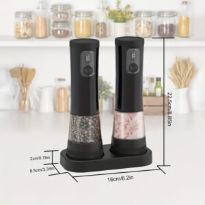 1pcu002F2pcs Automatic Electric Pepper & Salt Grinder - LED Display Stainless Steel Mill, External Coarseness Adjustment, Rechargeable Electric Pepper Mill, Upgraded Larger Capacity, One-Hand Operation, Perfect Gift for Home & Kitchen, Durable Kitchen Tool, Kitchen Grinder, Sleek Design, Highquality Build, Cooking Enthusiasts, Modern Kitchenware, Sturdy Construction, Cooking Hobbyists, Salt And Pepper Setu002Fmill, Kitchen Accessory