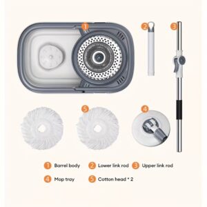 High-Quality Quick Spin Mop Set Including a Bucket And Two Mop Pads, Featuring a Microfiber 360-Degree Rotating Design for Effortless Cleaning. This Hands-Free Spinner Is Ideal for All Types of Flooring And Comes with a Bucket Equipped with Four Whe